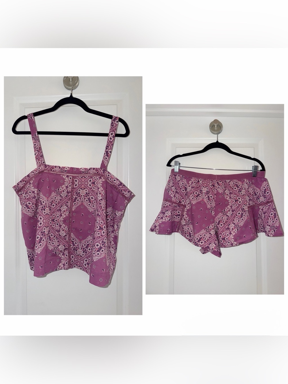 Victoria's Secret Pink Paisley Camisole and Ruffle Shorts Set